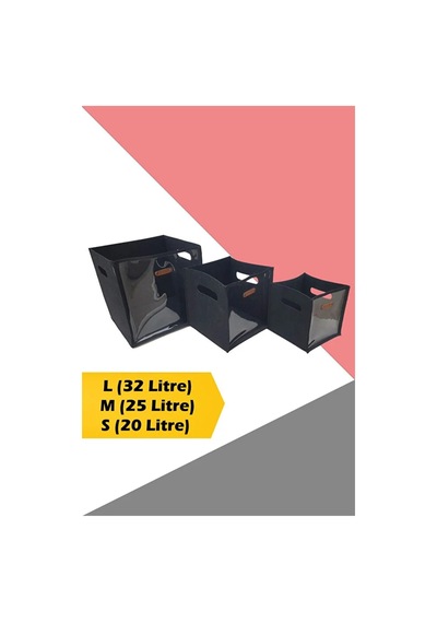 Organizer Kutu 3 Lü Set,şeffaf Ön Yüz,büyük Orta Küçük Boy,oyuncak Kitap Dolap Düzenleyici, Siyah
