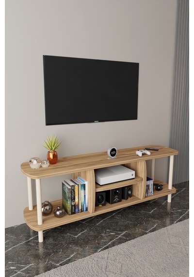 Modern Tv Ünitesi Ahşap Raflı 2 Katlı 4 Raflı Televizyon Sehpası Televizyon Ünitesi Atlantik Çam Modern Tv Ünitesi Ahşap Raflı 2 Katlı 4 Raflı Televizyon Sehpası Televizyon Ünitesi Atlantik Çam