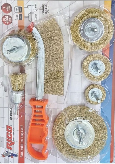 Rico 024-rc0040 Pimli Daire Çelik Tel Fırça 7 Parça 1 Adet