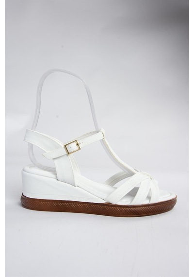 Fox Shoes Beyaz Dolgu Topuklu Kadın Ayakkabı K674305309 Beyaz-suni Deri