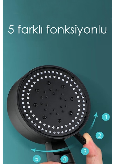 Banyo Duş Başlığı Pervaneli Banyo Duş Başlığı Yağmurlama Tepe El Duşu Çok Fonksiyonlu Başlık Siyah P Diğer