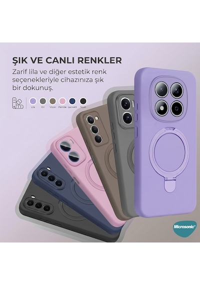 Microsonic Apple iPhone Uyumlu 15 Pro Max Kılıf Aura Stant Magsafe Gri -