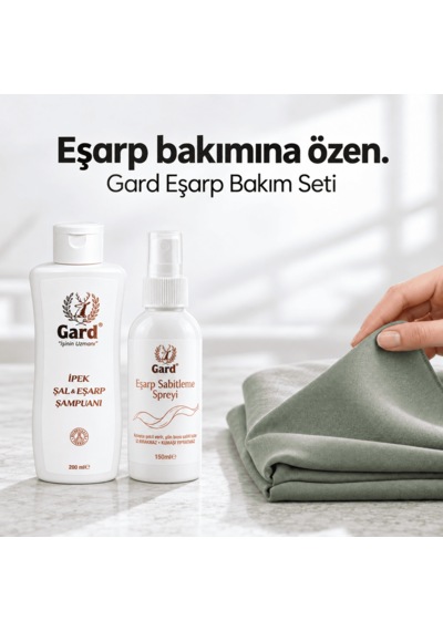Gard Eşarp Bakım Seti - İpek Şal Eşarp Şampuanı 200 Ml + Eşarp Sabitleme Spreyi 150 Ml