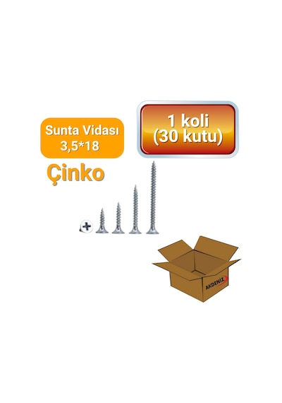 Akdeniz Vida 3,5x18mm Sunta Mobilya Vidası - Çinko Kaplamalı, Dayanıklı Ve Güçlü 3,5X18