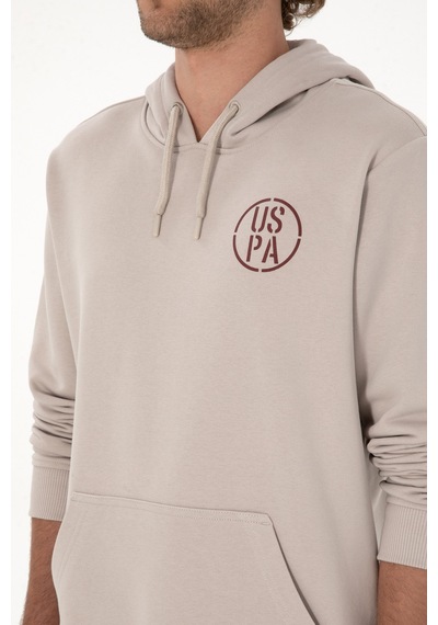U.S. Polo Assn. Erkek Regular Fit Kapüşonlu Taş Sweatshirt 50313718-VR049