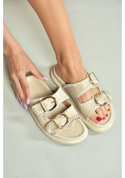 Fox Shoes U267146209 Bej Kadın Terlik Bej-suni Deri