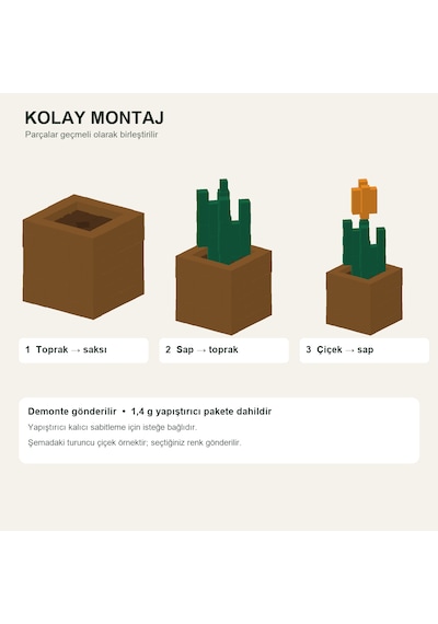 Piksel Lale Biblo - 3d Baskı, Minecraft Esintili Beyaz