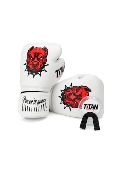 Titan Sport Model-2 Beyaz Bitbull Desenli Boks Eldiveni Çok Renkli