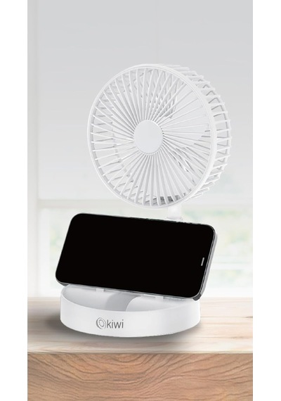 Kiwi Kfan-7608 Şarjlı Beyaz Katlanılabilir Mini Fan Masa Üstü Vantilatörü Usb Soğutucu Sessiz El Fanı