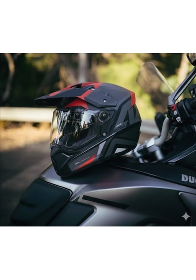 Axxis Wolf Ds Hydra Motosiklet Enduro Off-Road Turing Kask Mat Kırmızı Gri