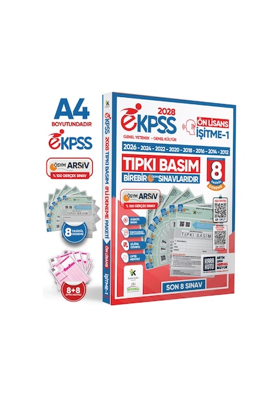 2028 EKPSS Ön Lisans İşitme-1 ÖSYM Çıkmış Soru Tıpkı Basım Soru Kitapçıkları 8li TG Deneme Paketi
