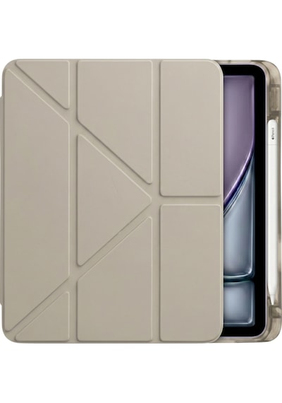Ps Apple Uyumlu iPad Air 11 İnç M4 / M3 / M2 Tri Folding Standlı Kılıf - Bej Kapaklı Kılıf