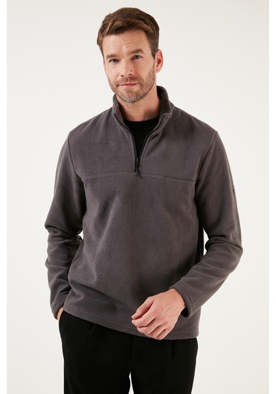 Buratti Slim Fit Yarım Fermuarlı Yumuşak Dokulu Şardonlu 2'Li Paket Erkek Polar 59060011S2 Füme-Koyu Mavi