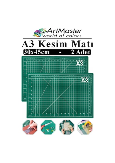 A3 Kesim Matı 2 Adet 30x45 Cm Çift Taraflı Çizim Matı Kesim Altlığı Kesme Madı Kesim Tablası Proje Etkinlik