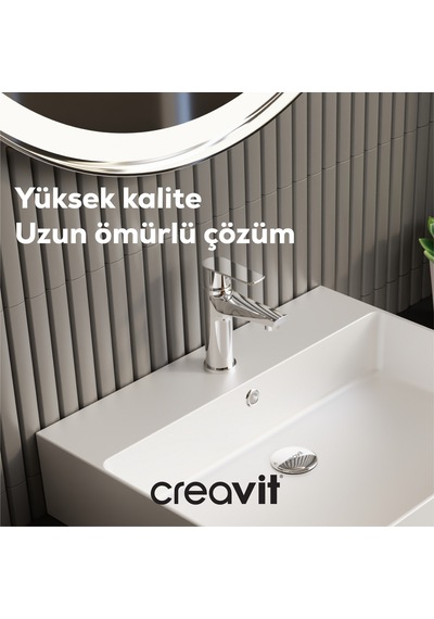 Creavit Lavabo Sifon 33cm Metal Körüklü Krom