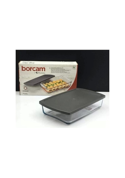 Paşabahçe 59864 Borcam Gri Kapaklı Fırın Kabı 26x15cm