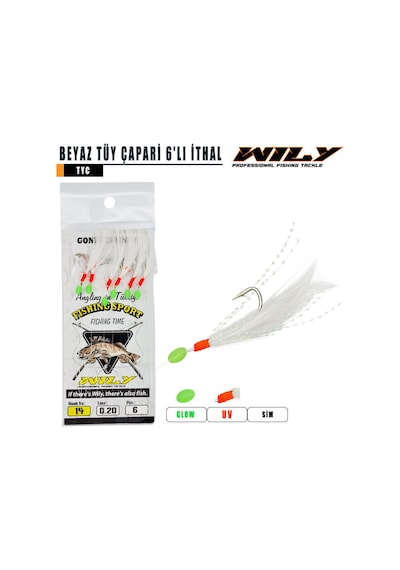 Wily İthal 6'lı Beyaz Tüy Çapari No:12