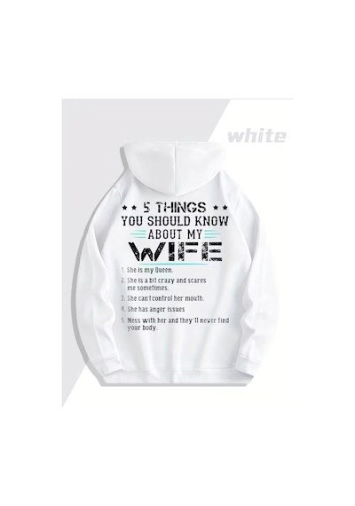 Nevermind 5 Things Yazılı Unisex Hoodie Sevgili Kombini Oversize Kapüşonl Beyaz