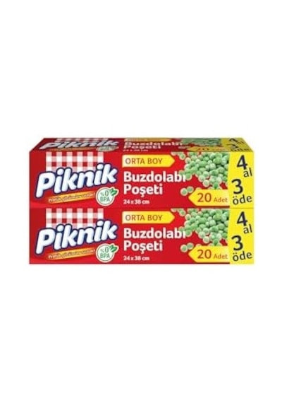 Piknik Buzdolabı Poşeti 4al3öde Orta 20'li