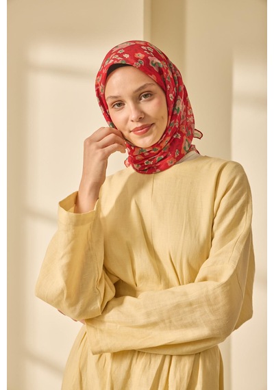 Silk Home Mine Desen Soft Pamuk Eşarp Kiraz