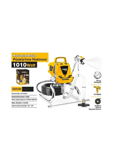 Sgs Havasız Boya Püskürtme Makinesi 1010 Watt 207 Bar Sgs5280