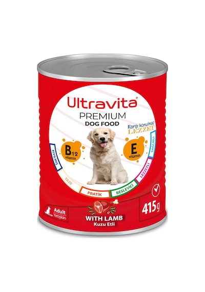 Ultravita Premium Yüksek Proteinli Kuzu Etli Konserve Köpek Maması 12 x 415 G