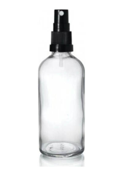 10 Adet Şeffaf Cam Şişe 100Ml Siyah Sprey Başlıklı