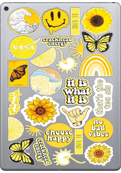 Yellow Positivve Seri 2 Sticker Seti Laptop Ajanda Notebook Tablet Telefon Defter Etiket Bullet Diğer