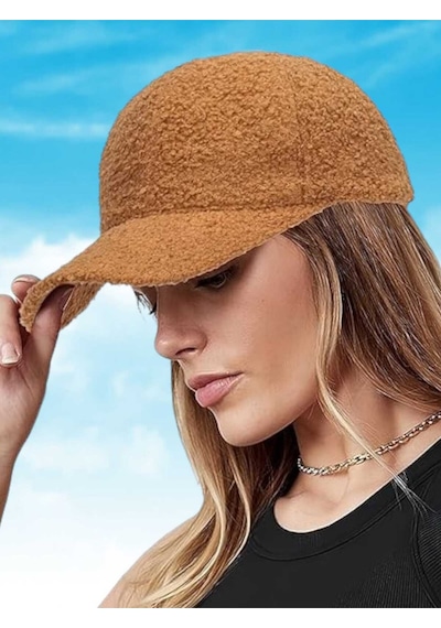 Uniquetrenders Kadın Peluş Kep Şapka Camel