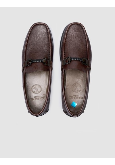 Cabani %100 Hakiki Deri Kahverengi Toka Detaylı Erkek Loafer Kahverengi
