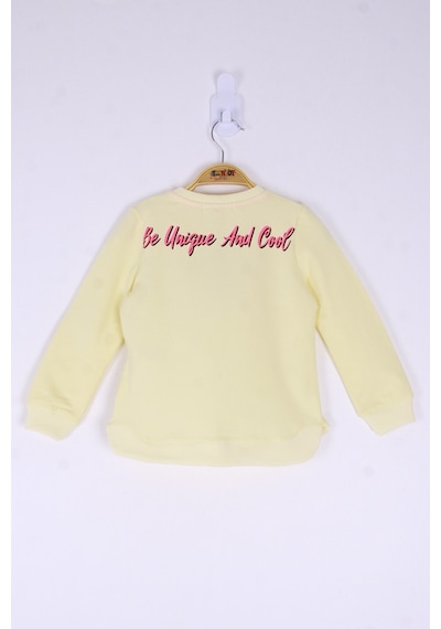 Toontoy Kız Çocuk Be Baskılı Sweatshirt Açık Sarı