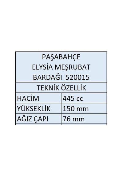 Paşabahçe Elysia Meşrubat Bardağı 12'li 520015 Şeffaf