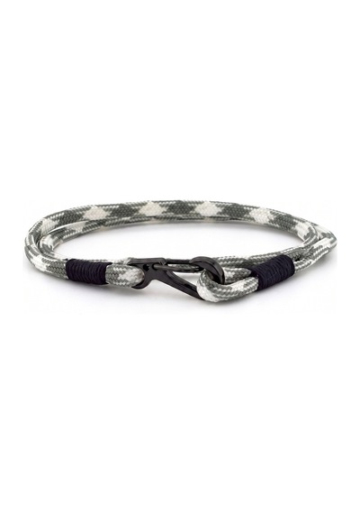 Yeşil Beyaz Paracord Metal Kanca Iki Sira Erkek Bileklik M011G Çok Renkli