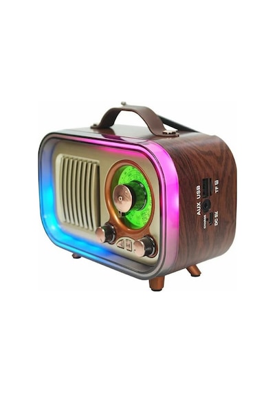 Retro Radıo Rgb Led Işıklı Şarjlı Bluetooth Hoparlör Sd Kart Usb Girişli Taşınabilir Speaker Radyo