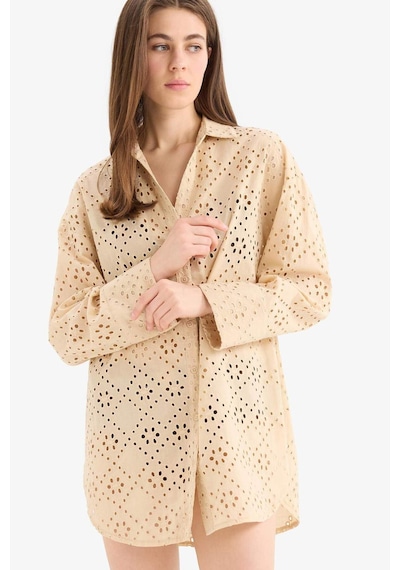 DeFacto 	Regular Fit Pamuklu Brode Plaj Gömleği-Fall in Love C0506AX25SMBG387