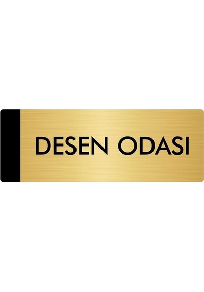 Metal Yönlendirme Levhası, Departman Kapı Isimliği Desen Odası 5x20 Cm Altın Renk