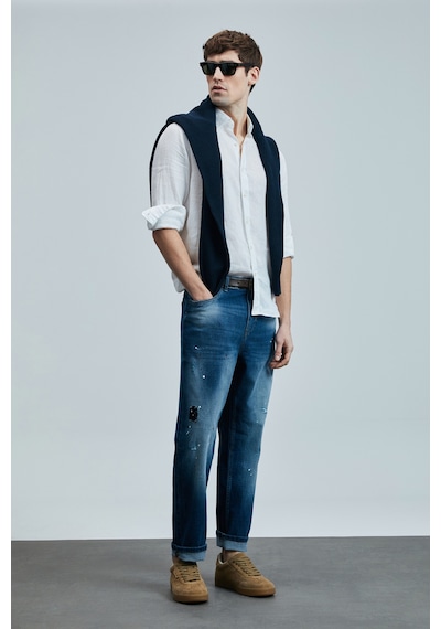 Lufian Salvator Smart Jean Erkek Pantolon Slim Fit Mavi Mavi 111200205100300 Mavi