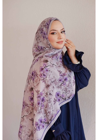 Mimiyum Sakura Desen-soft Şal Mor Çok Renkli