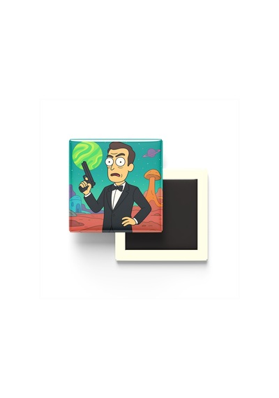 James Bond - 9x9 Cm Baskılı Kare Buzdolap Magneti