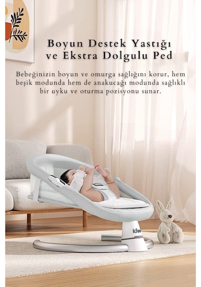 Kiwi Dolly 2in1 Otomatik Sallanan Kademe Ayarlı Beşik Ve Anakucağı - Gri