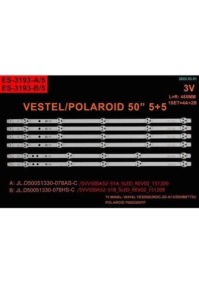 Lcd Led-2433-2501 Takım 6 Lı-50fd7300,jl.d50051330-078as-c,ves500
