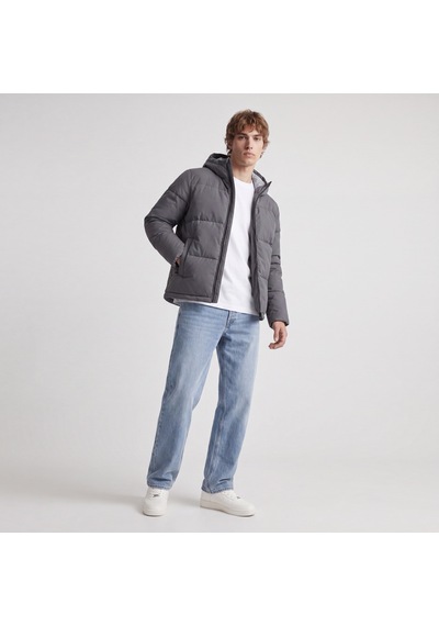 Jack & Jones Erkek Ayarlanabilir Bagcikli Kapüsonlu Puffer Ceket - Galaxy - 12303930 Asphalt