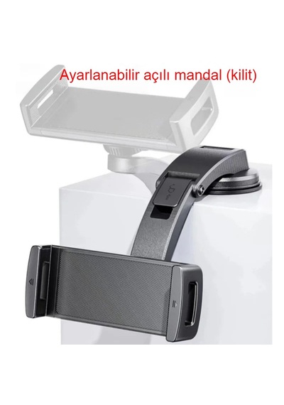 Araç İçi Telefon Ve Tablet Tutucu Silikon Güçlü Vantuz, Ayarlanabilir, Kaymaz, Evrensel Uyum
