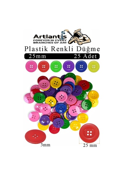 Renkli Düğme Plastik 2.5 Cm 25 Li 1 Paket 25 Mm Plastik Renkli Düğme Dikiş Parlak Yuvarlak 4 Delikli Düğme Etkinlik Okul