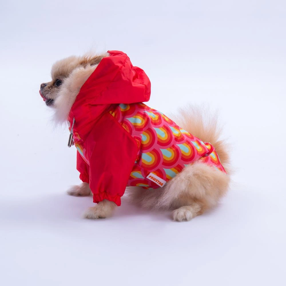 Lisbon Sunset Kırmızı Gökkuşağı Desenli Köpek Mont Köpek Yağmurluk Köpek Kıyafeti Köpek Elbisesi