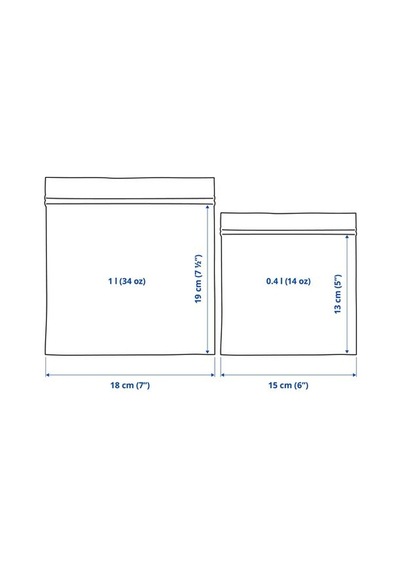 Ikea Istad Kilitlenebilir Buzdolabı Poşeti, Siyah-sarı, 1 Lt Ve 0,4 Lt, 60 Adet