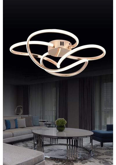 Pl 08 4 Model Gold 3 Renkli Salon Ve Oturma Odası İçin İdeal Alüminyum Avize, 50x25 Gold