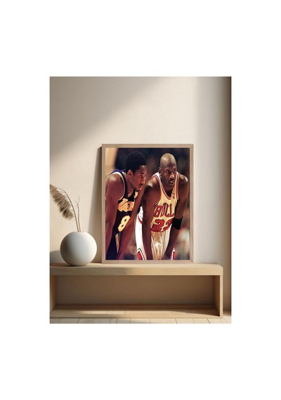 Kobe Jordan Doğal Ahşap Çerçeveli Tek Parça Dekoratif Tablo Çok Renkli - 820322247 Çok Renkli