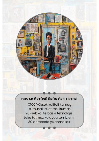 Sanatçı Atölyesi Desenli Duvar Halısı Duvar Örtüsü Tapestry Süet Dokulu Kumaş