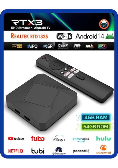 Everbox Rt-x3 4k Android 14.0 Tv Box 4+64gb Realtek Rtd1325 Yapay Zeka İşlemci Chip Dual Hızlı Wifi6